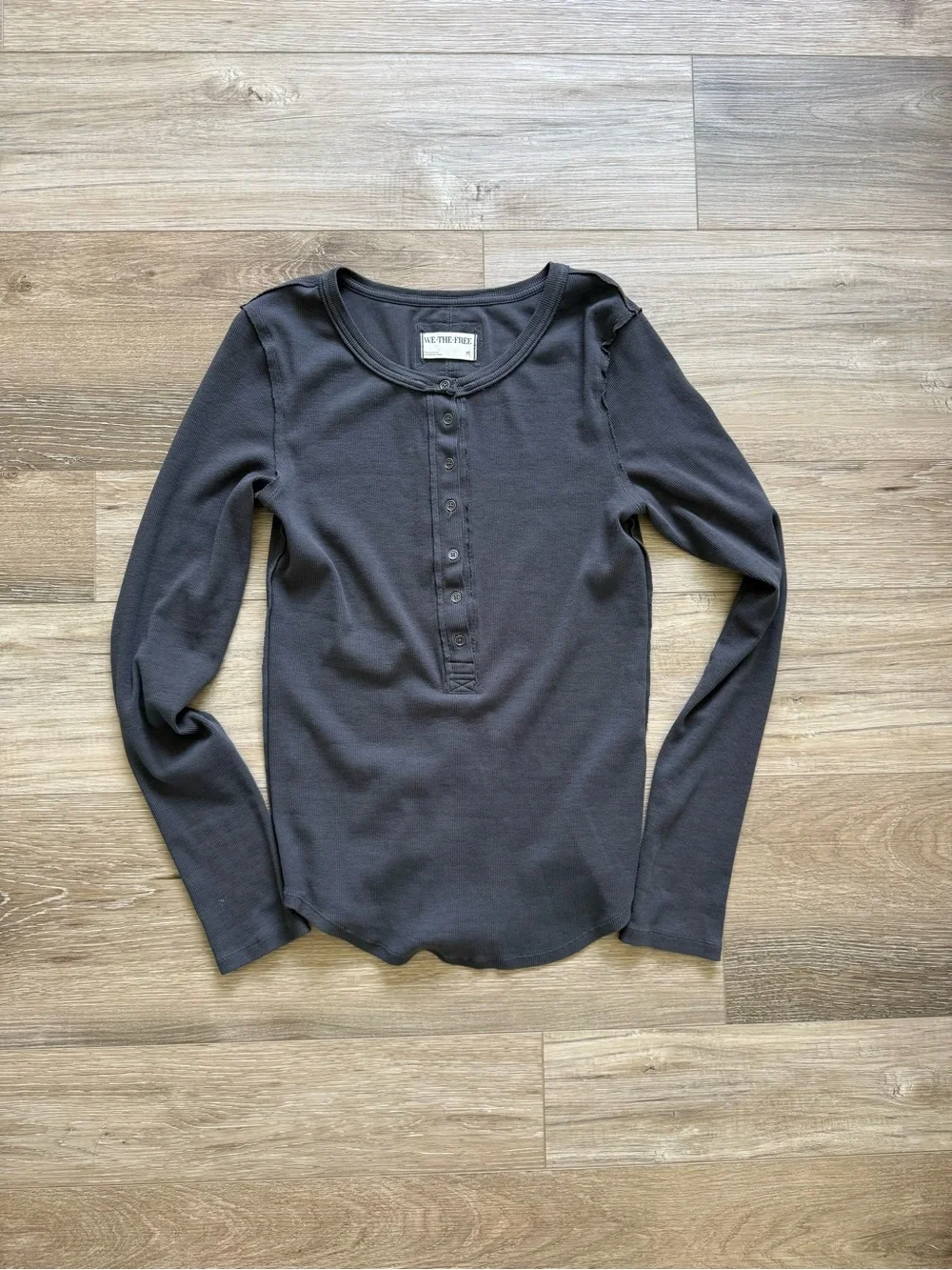 We The Free by Free People Charcoal Henley Long-Sleeve Top